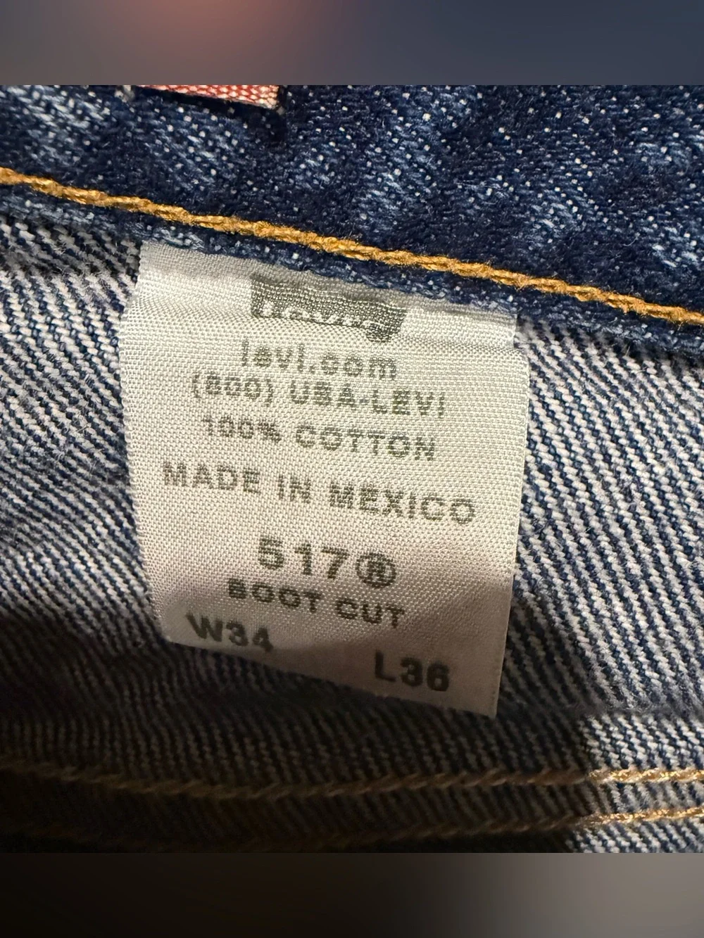 Levis 517 Bootcut Jeans Mens 34x36 Tall Blue Cotton Faded Wash Western Cowboy